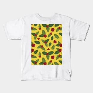 Holly Berry Pattern Kids T-Shirt